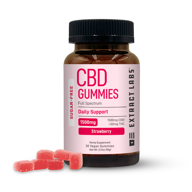 Extract Labs Gummies | Sugar-Free Strawberry Vegan 50mg CBD 30ct - Full Spectrum