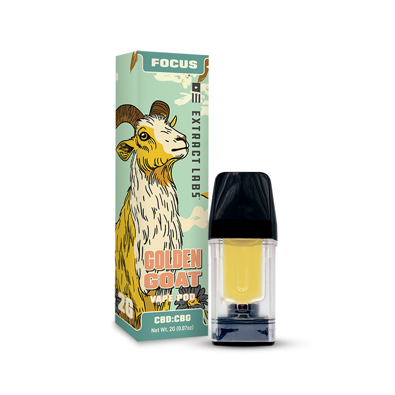 Extract Labs Cartridges | Golden Goat Vape Cartridge- Sativa - CBD:CBG - Full Spectrum- 2 gram