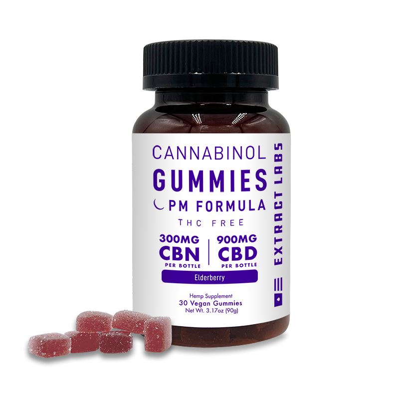 Extract Labs Sleep Gummies | Vegan Elderberry- 10mg CBN:30mg CBD- 30ct - Broad Spectrum