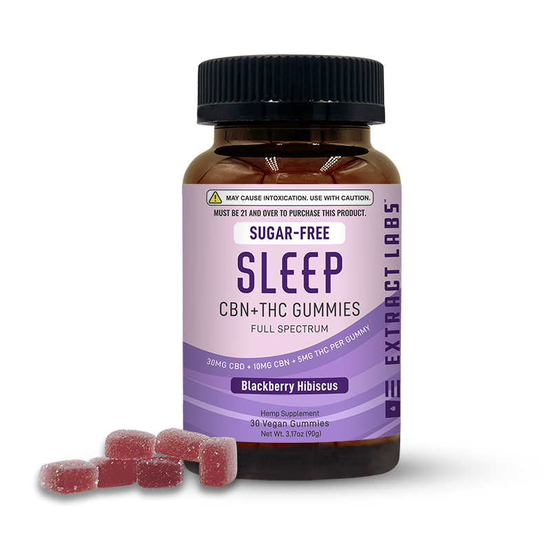 Extract Labs Sugar-Free Sleep Gummies | 30mg CBD : 10mg CBN : 5mg THC- 30ct - Full Spectrum