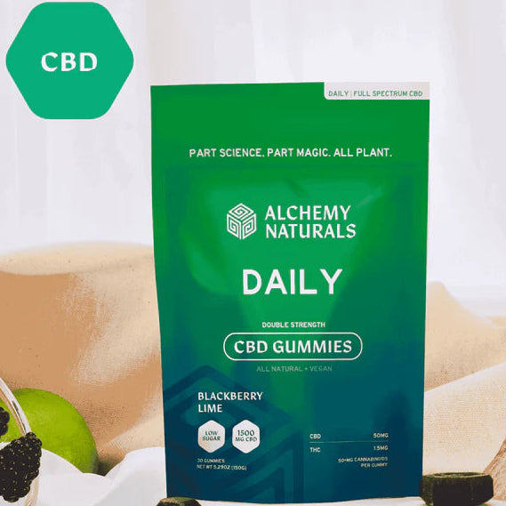 Alchemy Naturals Gummies | Daily Support- Blackberry Lime- 50mg CBD- 2ct- Full Spectrum