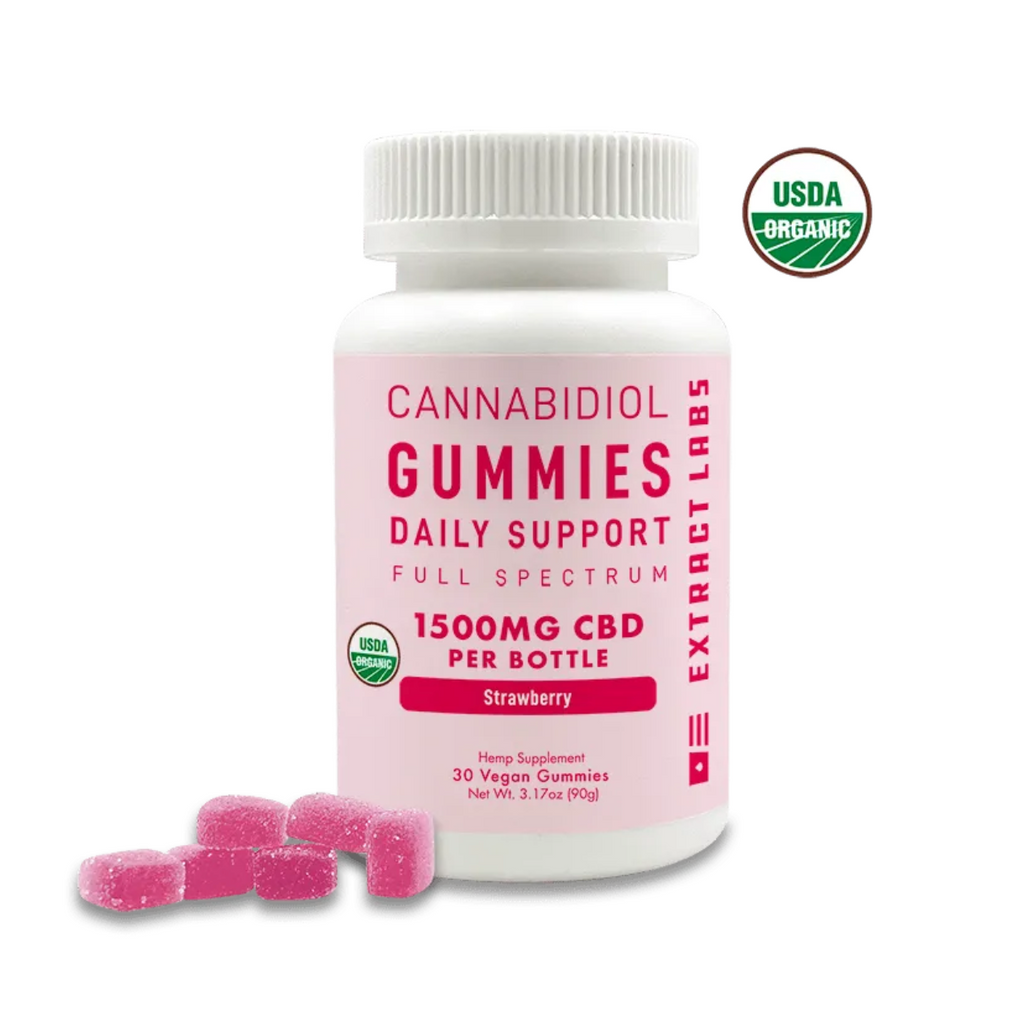 Extract Labs Gummies | Strawberry Vegan 50mg CBD 30ct - Full Spectrum