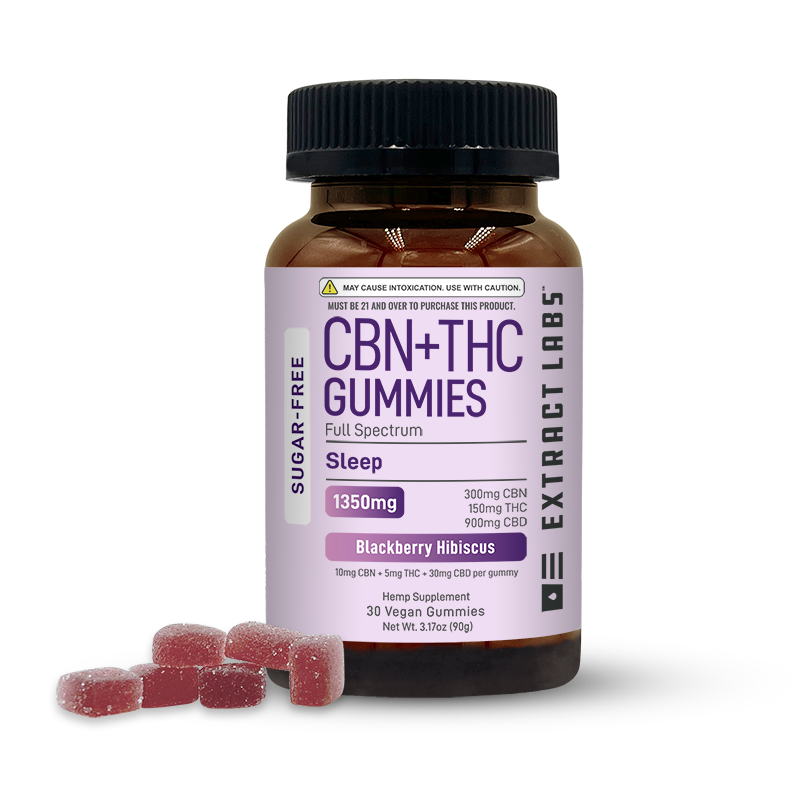 Extract Labs Sugar-Free Sleep Gummies | 30mg CBD : 10mg CBN : 5mg THC- 30ct - Full Spectrum