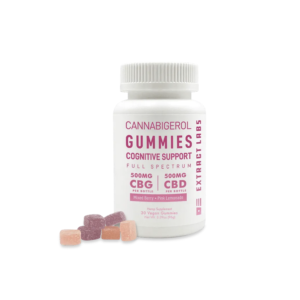 Extract Labs Gummies | Vegan Cognitive Support 1:1 CBG:CBD 30ct 1000mg - Full Spectrum