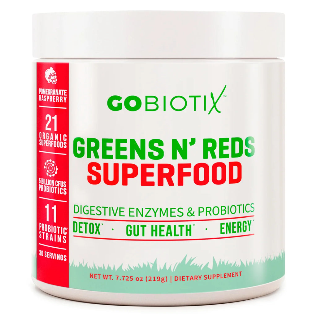 GoBiotix Supplement Powder | Greens N' Red Superfood Pomegranate Raspberry