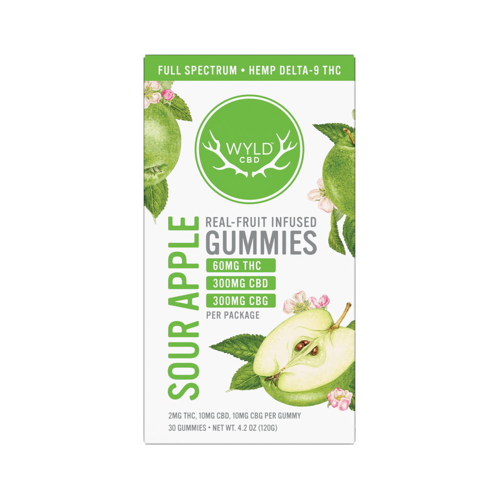 Wyld Vegan Sleep Gummies | Sour Apple 10mg CBD : 10mg CBG : 2mg THC- Full Spectrum