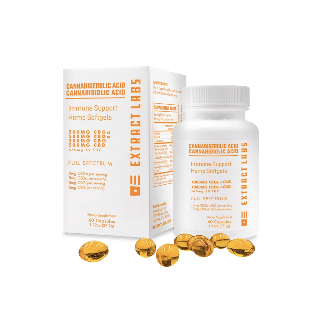 Extract Labs Soft Gels | Immune Support High Potency 32mg 1:1:1:1 CBG:CBD:CBGa:CBDa 60ct - Full Spectrum