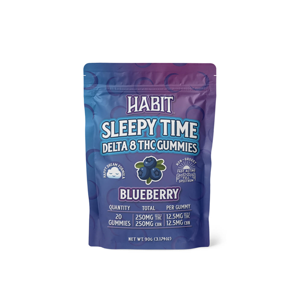 Habit Gummies | Vegan Sleepy Time Blueberry 1:1 CBN:Delta 8 500mg 20ct - Full Spectrum CBD