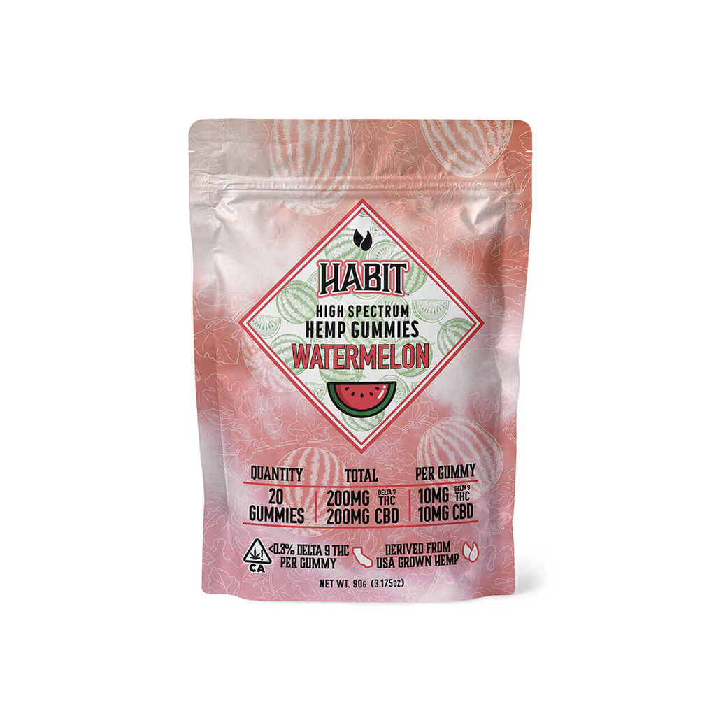 Habit Gummies | Watermelon 10mg THC : 10mg CBD 20ct - Delta 9