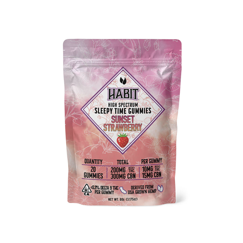 Habit Gummies | Sunset Strawberry Sleep 10mg THC : 15mg CBN 20ct - Delta 9