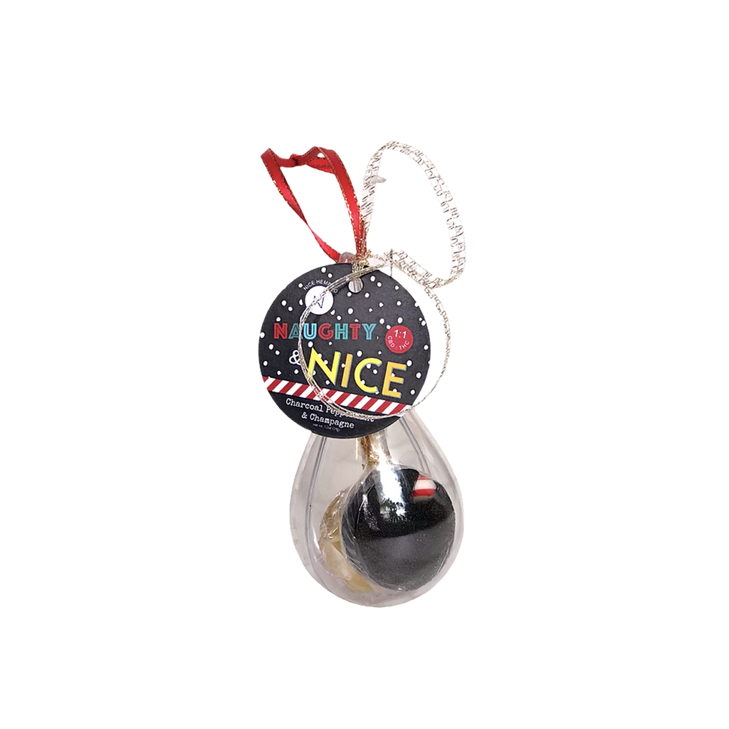 Nice Hemp Co Lollipops | Naughty & Nice Charcoal Peppermint & Champagne 1:1 40mg 2ct - Delta-9